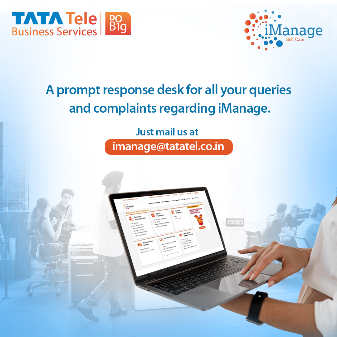 TataTeleBiz's tweet photo. A dedicated desk ready to handle all iManage-related queries and requests. Write to us now.
Know More: https://t.co/CheKkFrjqp
#MakeBigHappen #TimeToDoBog #Business #CX #CustomerService #iManage #Tata https://t.co/jGpFbpadrF