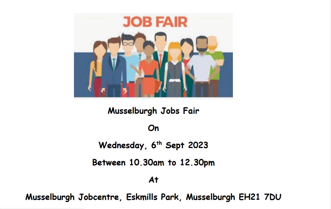 East Lothian Works <a href="/EL_Works/">East Lothian Works</a> 
Looking for a new career? Come along to Musselburgh Job Fair to have a chat and find out more about available job opportunities.