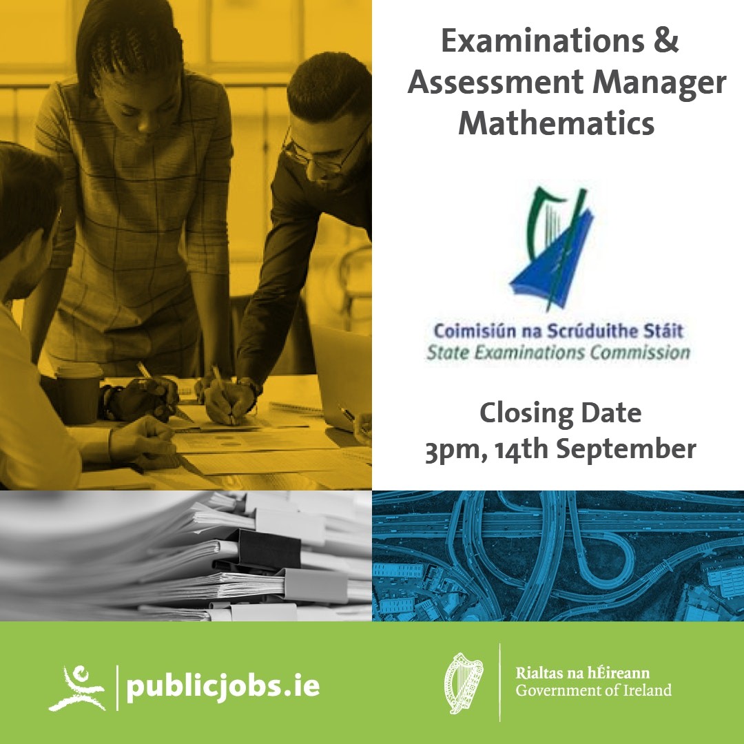 The State Examinations Commission are hiring an Examinations and Assessment Manager in Mathematics. The successful candidate will be responsible for the examinations, marking and the appeals process. Apply now 👉bit.ly/TW_Org_EAMMaths #CareersThatMatter