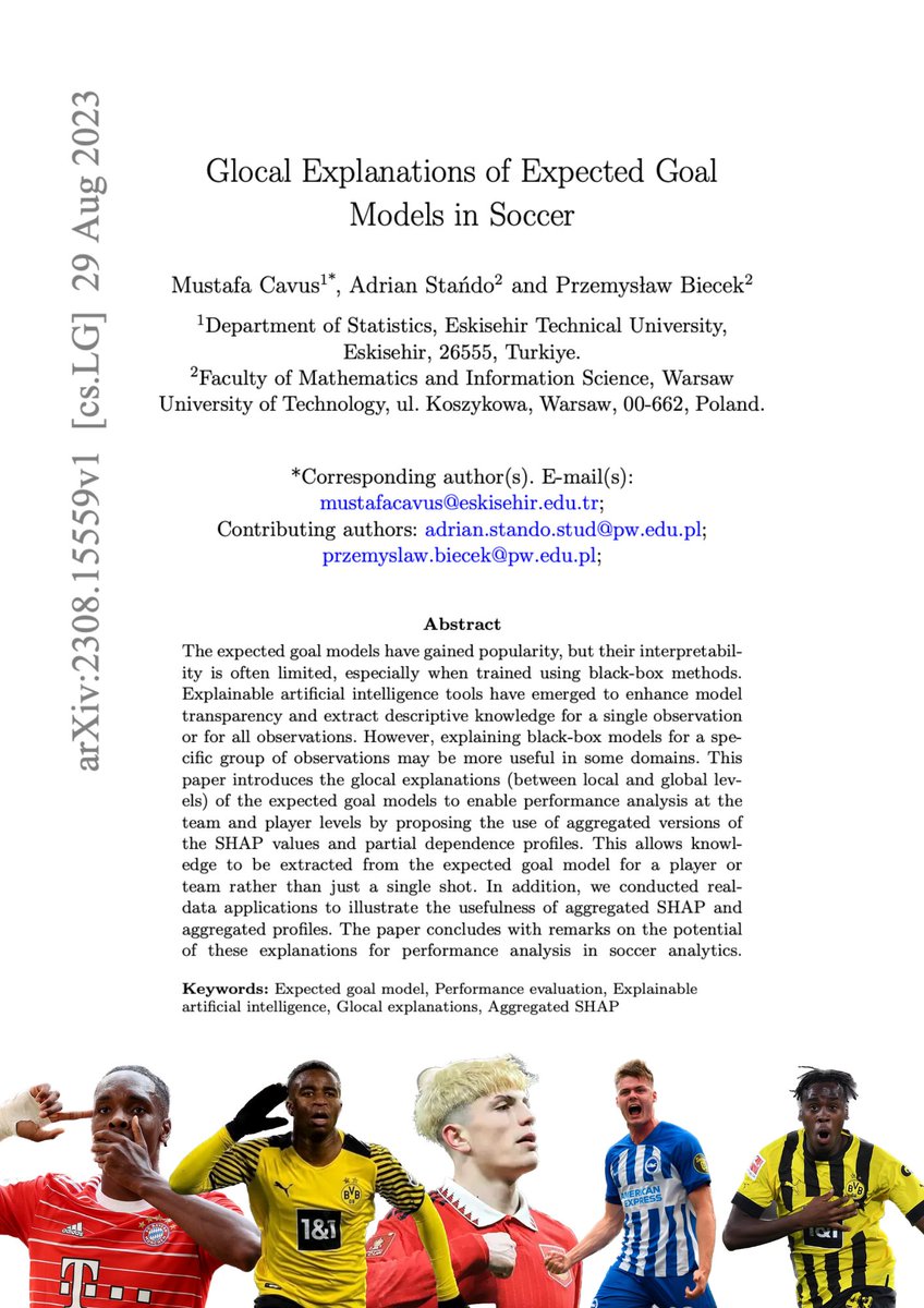mustafa__cavus's tweet photo. 1⃣You should definitely check out the new level glocal explanations we proposed in our latest preprint 📰'Glocal Explanations of Expected Goal Models in Soccer' w/Adrian Stańdo and @PrzeBiec from @mi2_ai, if you only use local and global #XAI tools to explain black-box ML models! https://t.co/MLpfLhaAiI