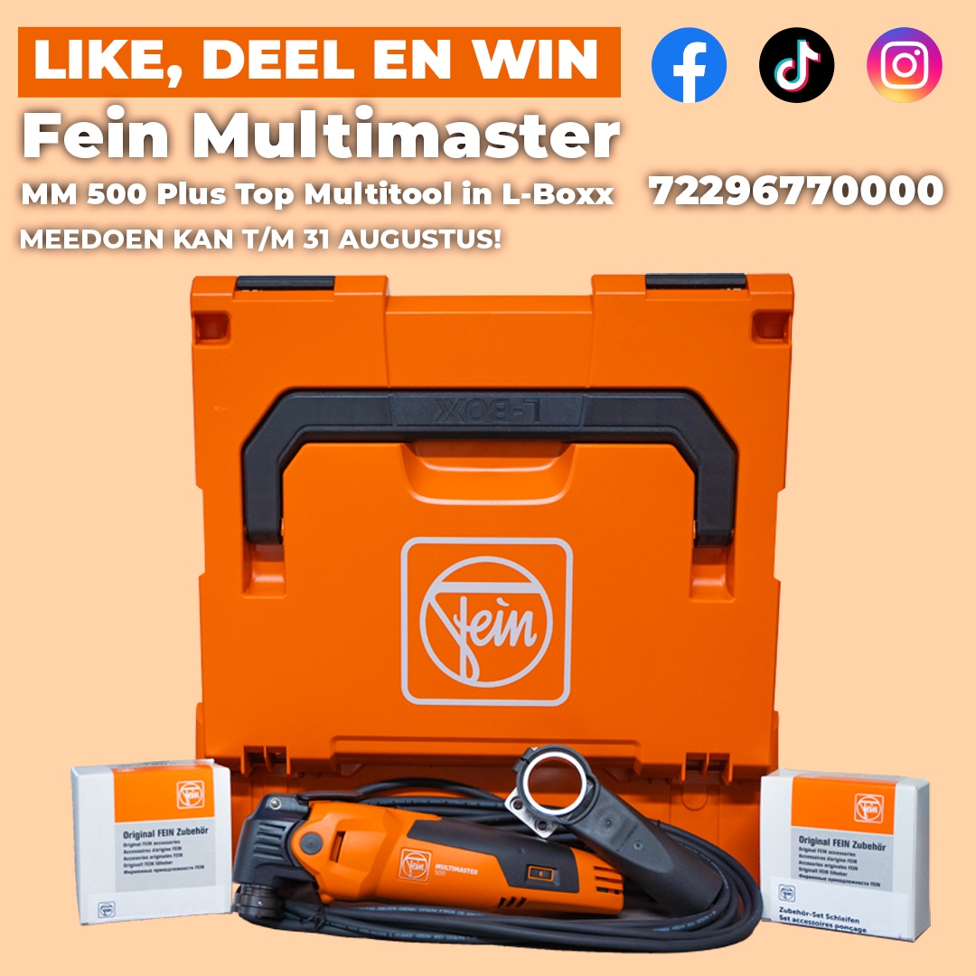 Mastertoolsnl's tweet photo. Vandaag is de laatste dag dat je mee kan doen! 🍀⁠

Like &amp; deel dit bericht om kans te maken op de Fein Multimaster MM 500 Kans maken kan t/m 31/08/2023. 👇️⁠

De winnaar wordt op morgen bekend gemaakt! 🎁
⁠
#mastertools #fein #multitool #500 #winactie #tools #lboxx #win https://t.co/h6M8jt3kmT