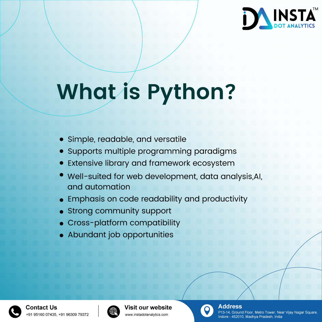 instadotana's tweet image. Cracking the Code with Python: Dive into the world of programming and conquer new challenges. Are you ready to code? 
Insta dot Analytics
IT Training &amp;amp; Placement
Visit Our Website: instadotanalytics.com
#instadotanalytics #python #learnpython #training #discount  #IDATraining