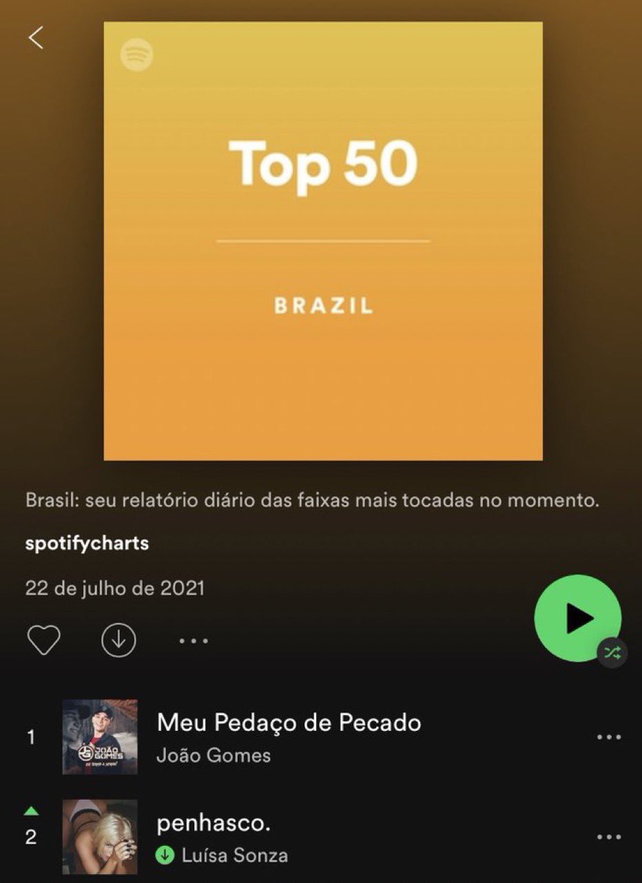 Infos Luísa Sonza on X: GRANDONA! Ela caiu do penhasco mas colocou  “Penhasco2” do álbum “Escândalo íntimo” em #1 no TOP 50 BRASIL do Spotify,  vingando sua irmã mais velha “Penhasco”, música