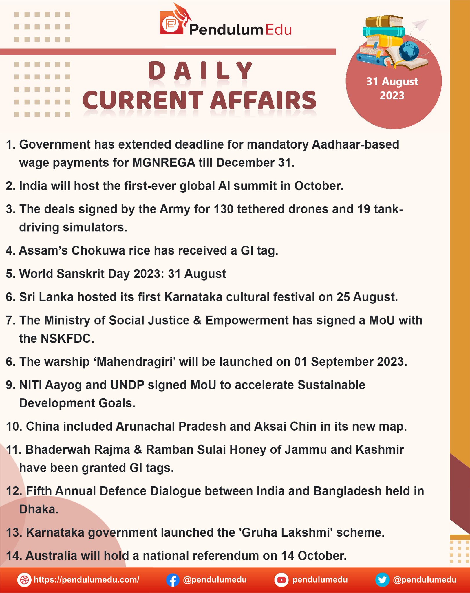Pendulumedu on X: Current Affairs of 11 August 2022 in English