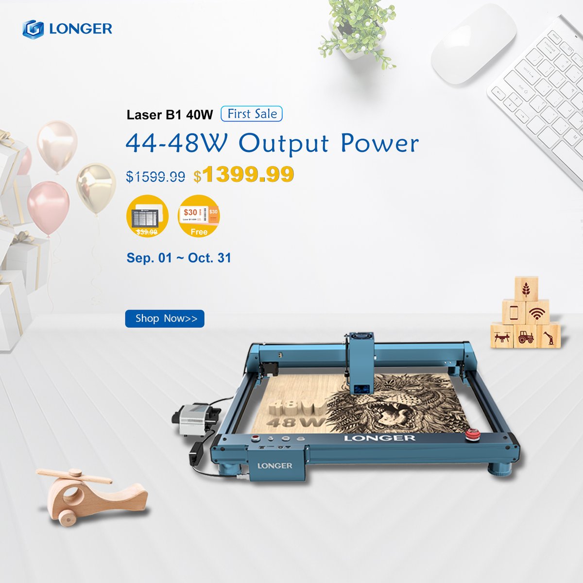 Longer3dprinter's tweet photo. Hello everyone, Longer's new product laser B1 40W was officially launched and shipped on the official website on September 1. 🥳👇Click the link below to view and buy it.👇😜
https://t.co/vT01ZZFBIv
  #longer #creation #lasercam #lightburn #lasergrbl #DIY #beagleengrave https://t.co/yzjn5lmYFi