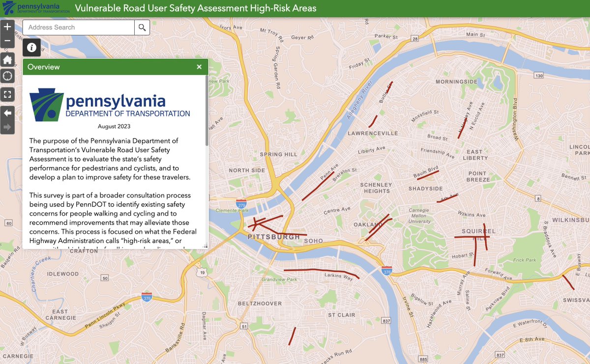 SURVEY TIME! PennDOT is seeking input from people who walk, bike, and roll on how to improve some "high risk areas." Take a moment to tell them your biking and walking concerns and dreams for these corridors.

CLICK HERE: kai.maps.arcgis.com/apps/webappvie…