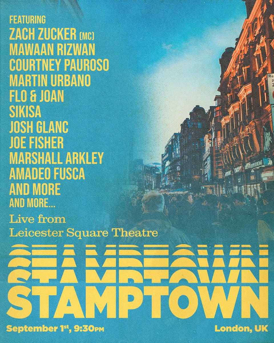 Stamptown is back in London for one last show in 2023 on Fri, 1 Sep and we legit might sell this one out bruuuvs!!!

with a special magic set from child’s entertainer, Mr. <a href="/MartinUrbano/">martiñ urbano</a> !!

🎟️: leicestersquaretheatre.com/stamptown/