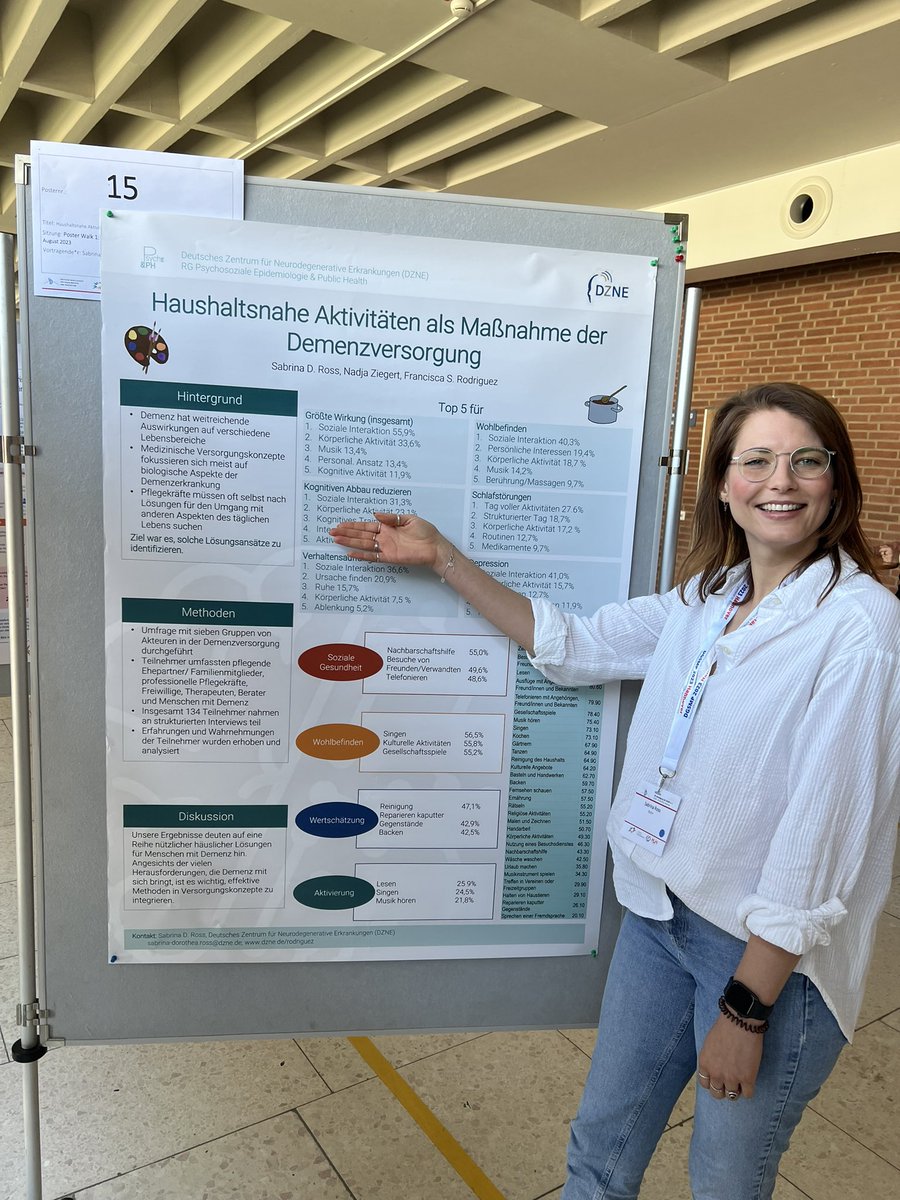DZNE_Thyrian's tweet photo. Unermüdlich die Ergebnisse der @PsychE_and_PH  in die weite Wissenschaftswelt hinein zu tragen. @SabrinaD_Ross bei der @DGSMP_e_V #DGSMP2023 in #Hannover vertritt das #DZNE @DZNE_de mit ihrer aktuellen #Forschung zu haushaltsnahen Aktivitäten bei Menschen mit #Demenz https://t.co/oNvwyHvlsO