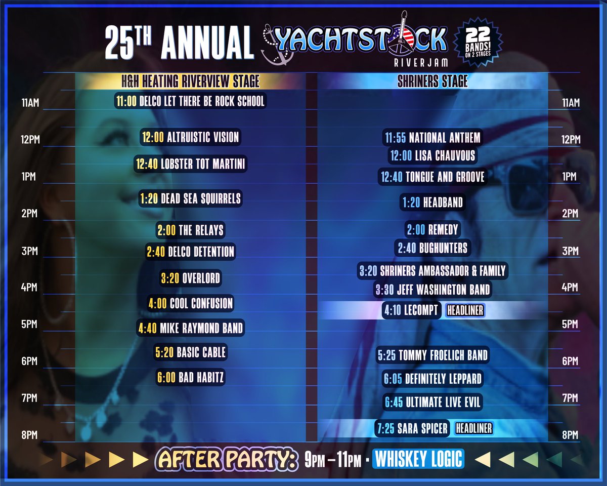 Lineups for RiverJam Sept. 30th. DELCO's biggest party for a great cause! 22 great bands on the H&H Heating RiverView and Shriners Stage with headliners @Saraspicermusic and #LeCompt @shrinersphilly
#musicfestival