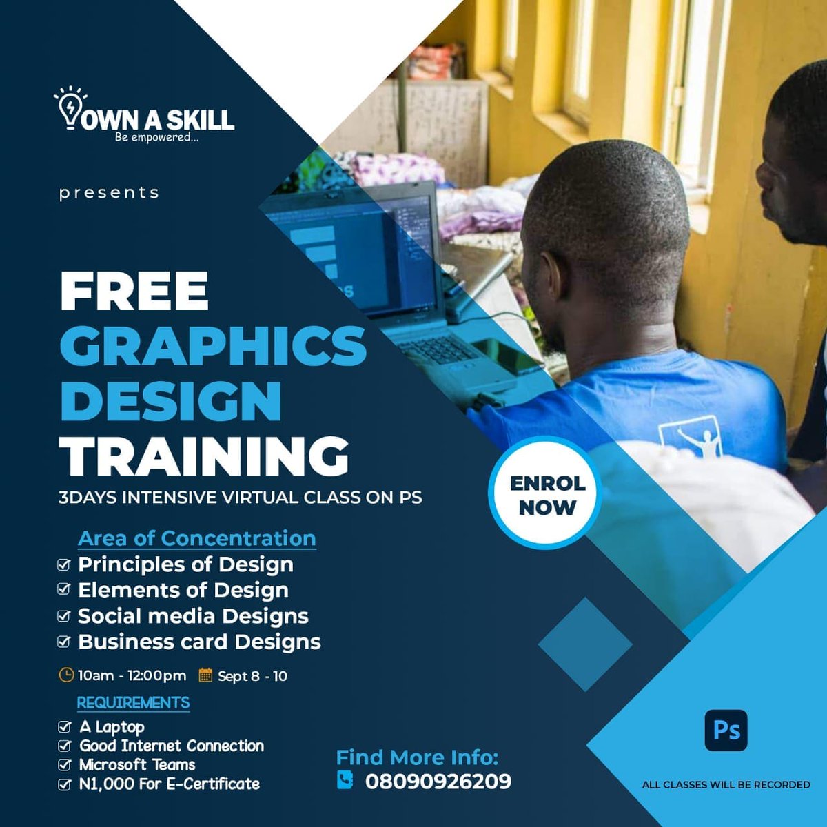 OwnAskill's tweet photo. Classes start by September 8 - 10, 10am - 12pm Daily. If you're interested  - Join https://t.co/AEJFpWDINF https://t.co/ICeDcqzl7f