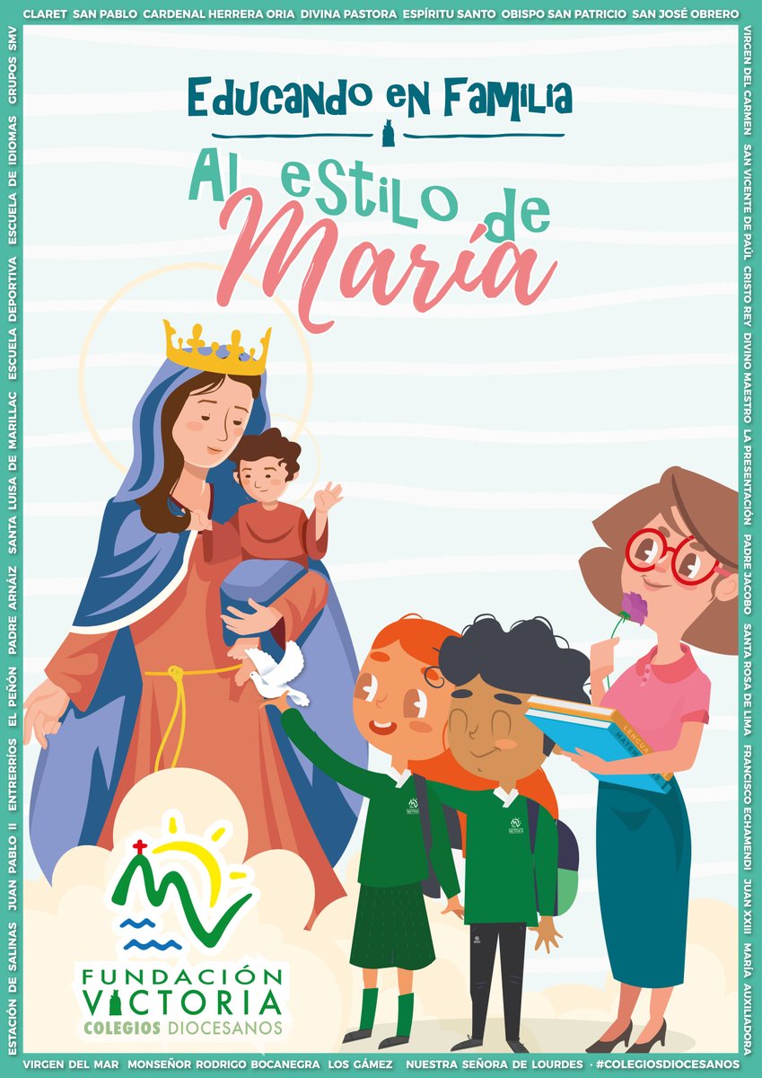 «Educando en Familia, al estilo de María»

Lema pastoral del curso 2023/2024.

ℹ fvictoria.es/2023/08/30/edu…

#ColegiosDiocesanos #AlestilodeMaría