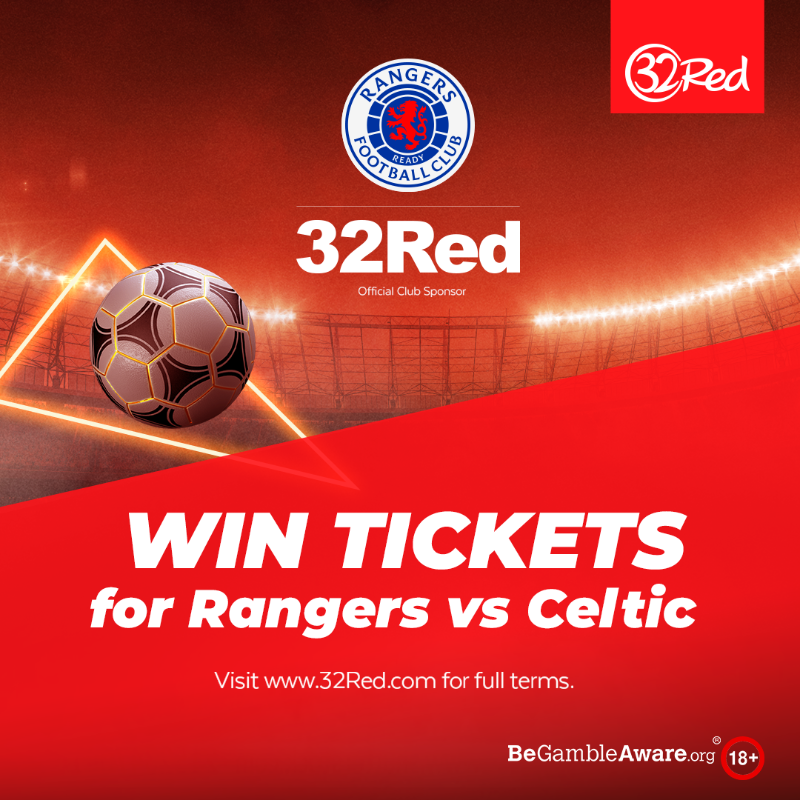 32Red's tweet photo. 📢 RANGERS FANS!!

We're giving away a 𝗣𝗔𝗜𝗥 of tickets to see @RangersFC vs Celtic on Sunday! 🎟️

For a chance to win, simply follow, RT and comment #32Red - winner picked at random 

Entry closes at 4pm on Friday - Good luck! 🤞

#RangersFC | T&amp;Cs Apply | #BeGambleAware 🔞