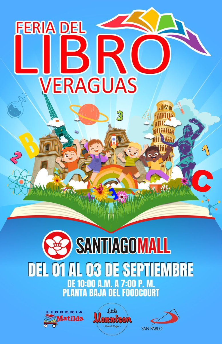 Del 1° al 3 de septiembre, #FeriaDelLibro en #Santiago Mall, #Veraguas.