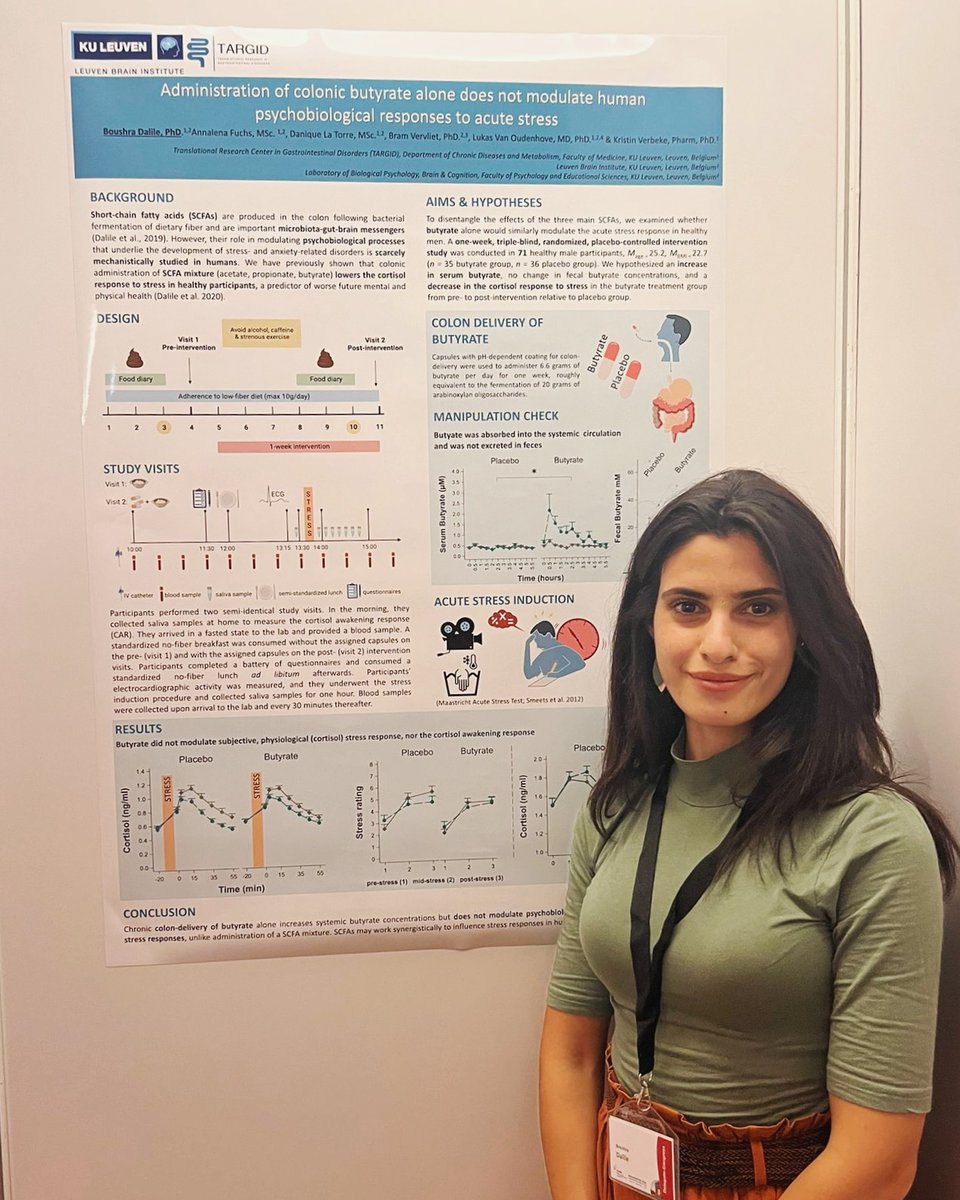 Boushra Dalile, PhD (@bdalile) on Twitter photo <a href="/esnm_eu/">ESNM.eu</a> in #Bucharest, proudly representing <a href="/DigaLab/">Laboratory of Digestion and Absorption</a> & <a href="/labgas_kuleuven/">Laboratory for Brain-Gut Axis Studies</a> with findings on the effects of colonic #butyrate on the human #stress response. I've got an interesting story to tell, so do stop by today to hear all about my #scfa #gutbrainaxis research! #neurogastro2023 <a href="/esnm_eu/">ESNM.eu</a> in #Bucharest, proudly representing <a href="/DigaLab/">Laboratory of Digestion and Absorption</a> & <a href="/labgas_kuleuven/">Laboratory for Brain-Gut Axis Studies</a> with findings on the effects of colonic #butyrate on the human #stress response. I've got an interesting story to tell, so do stop by today to hear all about my #scfa #gutbrainaxis research! #neurogastro2023