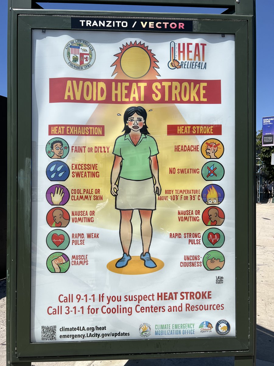 RicTorresII's tweet photo. Amazing to see @LaloAlcaraz  #HeatRelief4LA art/messaging and billboards to protect raza from the sun and heat stroke all over @metrolosangeles bus stops.  Go to https://t.co/U0a3Xk0rFR for mas. #AvoidHeatStroke https://t.co/SEePfoudGI