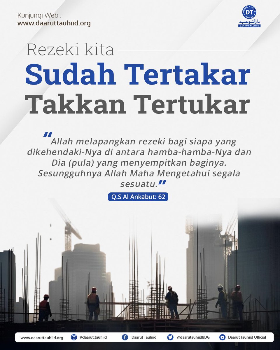 daarutauhiidBDG's tweet photo. Sahabat, rezeki adalah salah satu perkara dunia yang banyak dikhawatirkan manusia.

Tak sedikit dari kita risau akan hal ini, menghalalkan segala cara, hingga menabrak syariat agama hanya karena ingin mencari rezeki.

Sahabat, rezekikah atau jawaban nafsu belaka yang dicari? https://t.co/b7cOX7xXSb