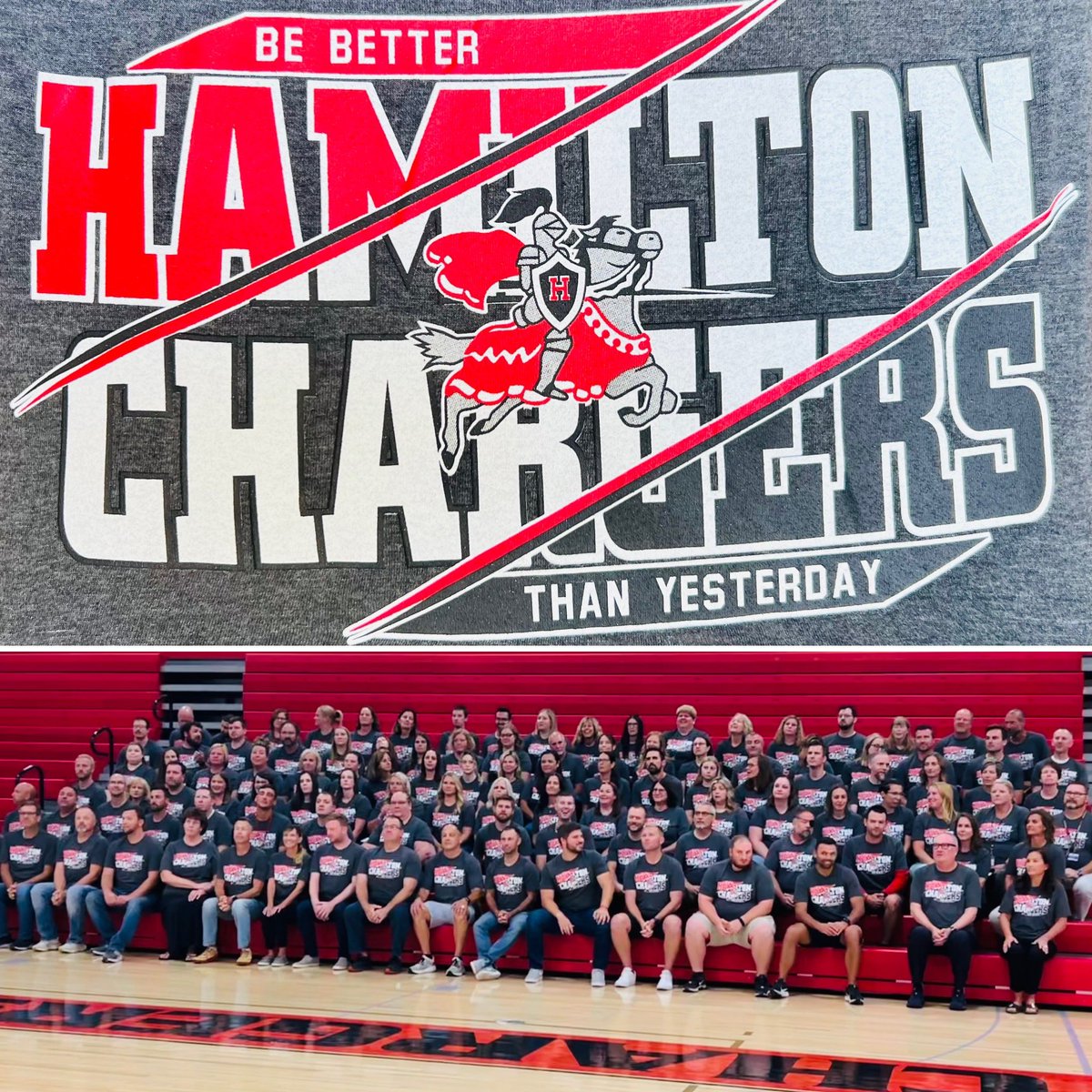 All staff picture day at Hamilton High School. #WelcomeBack #ChargerPride