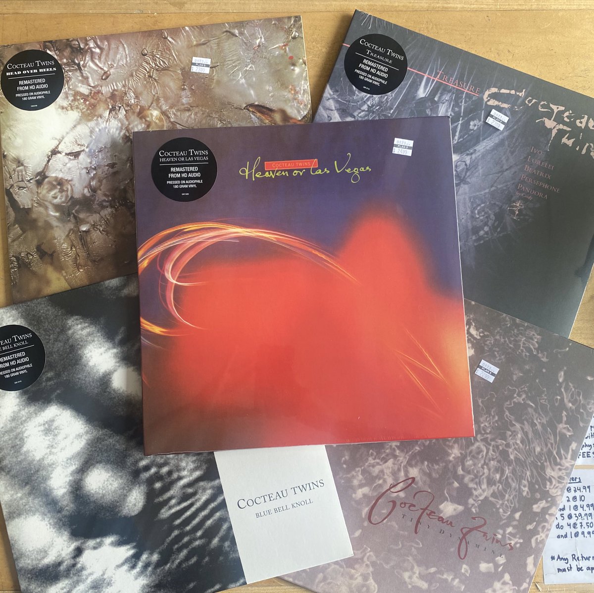 Some fresh Cocteau Twin reissues from 4AD out on the floor. If you’ve wanted to own a copy or feel like you missed the train on the band these are perfect to jump on. Remastered and on 180 gram! (crisp and thick)