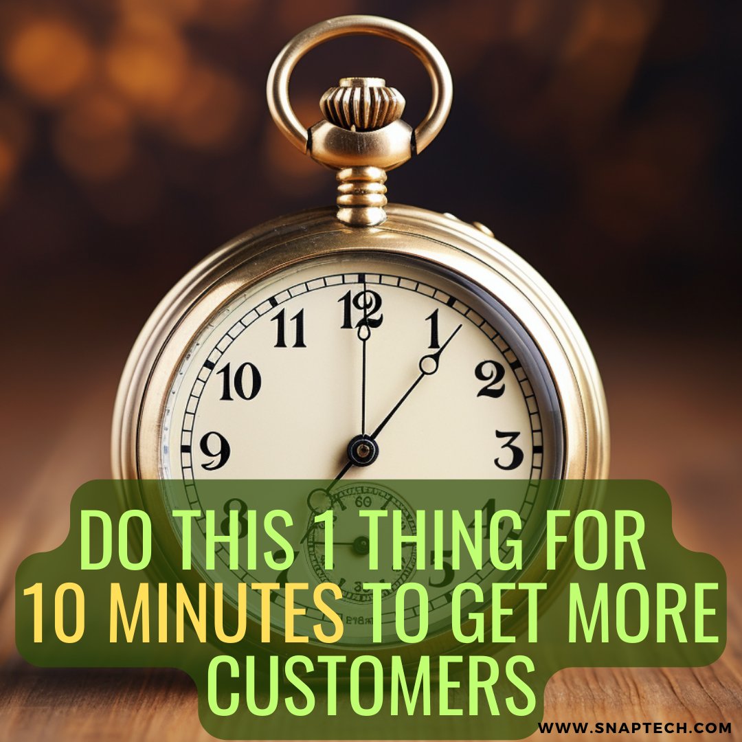 Running a business eats up a lot of time, but if you can find 10 minutes to do this one thing, you'll get more local customers. Find out what to do here: snaptech.com/blog/general/g…