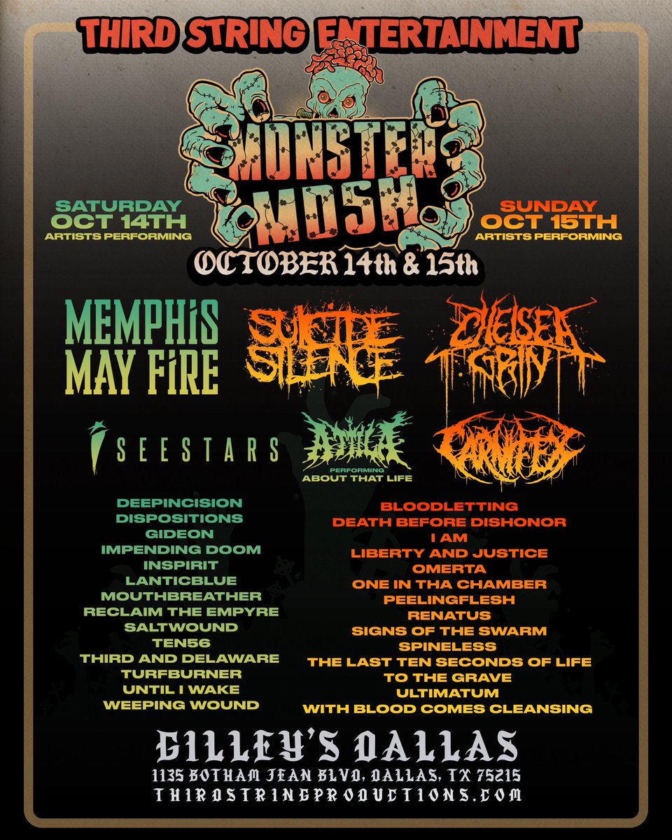 Full Lineup For Monster Mosh Has Been Announced &amp; We Are More Than Happy To Play For You Guys 🔥

Attilaband.Com