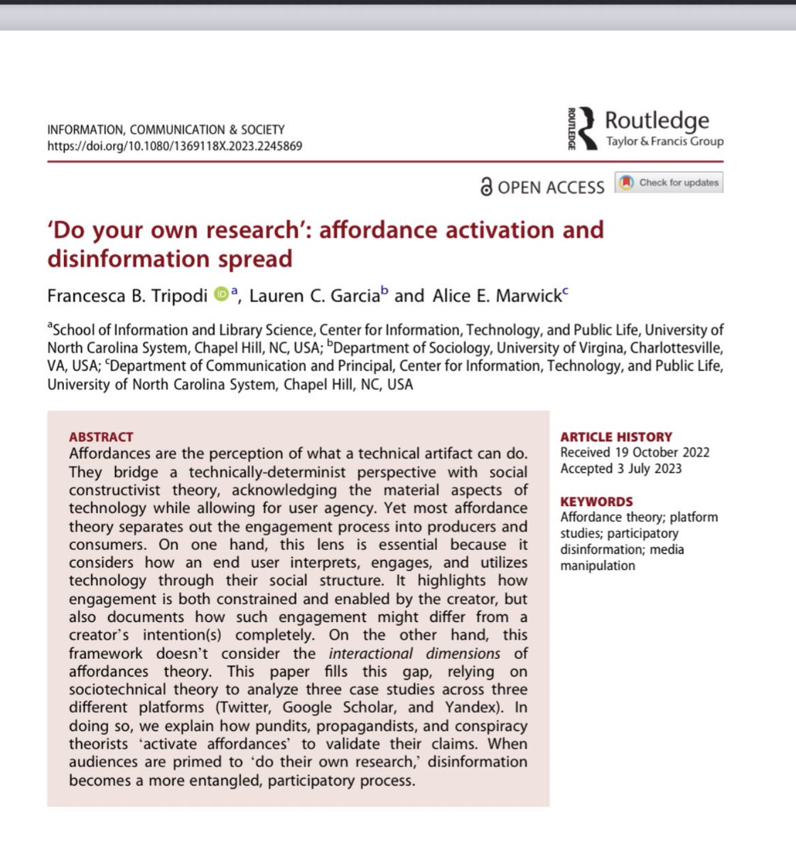 laurendoes__'s tweet photo. Today I’m a published peer-reviewed author ✍️ 

Read it here: https://t.co/JcBh4UhgVc

Shoutout to @JessieNYC for changing my understanding of white supremacist digital organizing and to @ftripodi and @alicetiara for being amazing collaborators https://t.co/ycEPwyGBzs