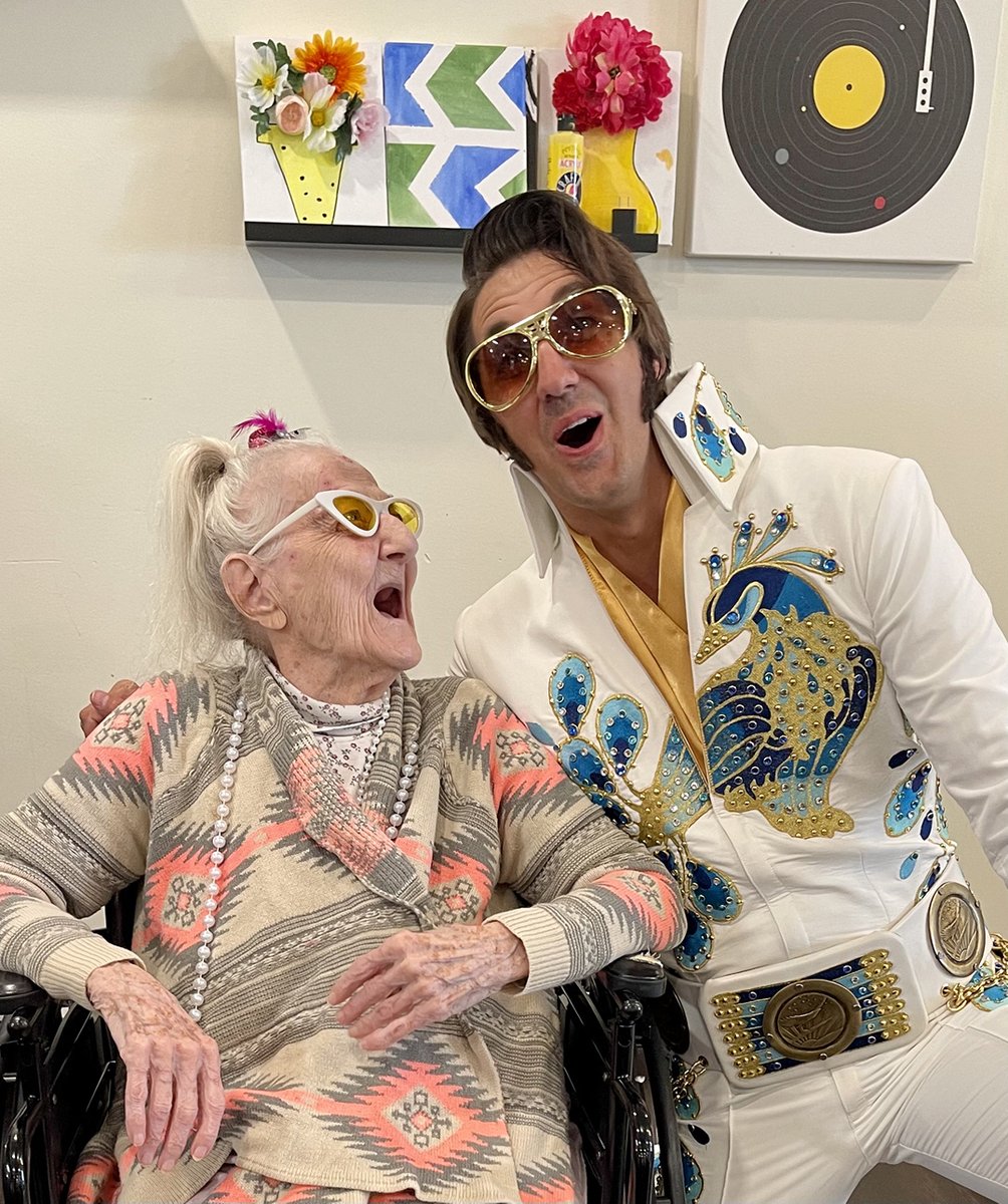 TaylorSpringsHC's tweet photo. Throwback Thursday!! Let’s take it back to our Hot August Nights, here with our legacy residents! Elvis was a dream come true!🕺🏻 #TaylorSpringsHC #Legacy #TrilogyBFF https://t.co/6R5YRUi67C