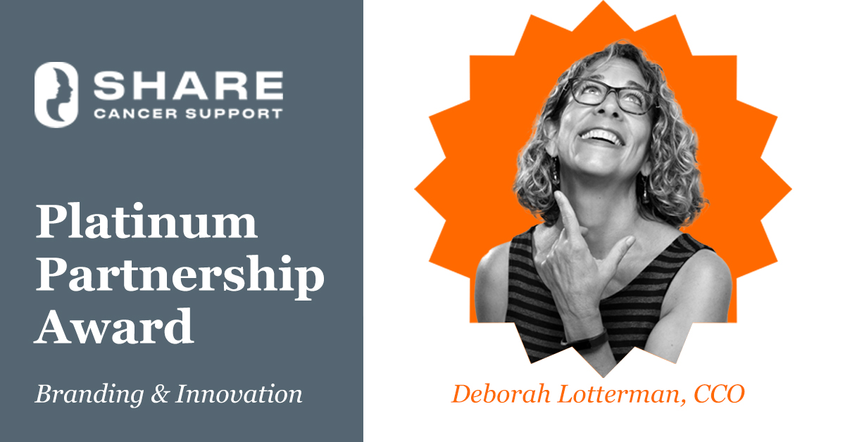 We are honored to be receiving an award from our pro-bono client SHARE! Creating for this national nonprofit and seeing the impact of our work has been incredibly rewarding. We are energized by our ongoing partnership. ✨ ​

#SHAREcancersupport ​
#PRECISIONeffect
