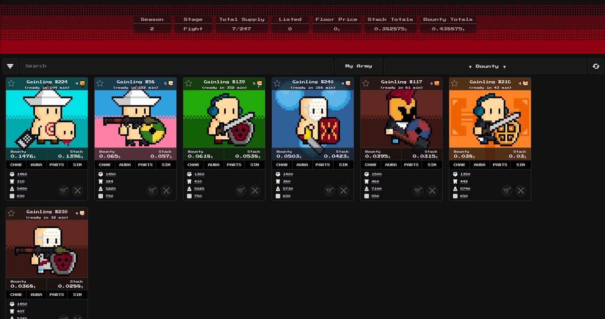 Only 7 Gainlings left in the game! The competition is fierce and the stakes are higher than ever. Who's got what it takes to secure their spot in the ultimate showdown? 🏆 Stay tuned as the tension builds towards the grand finale! 🔥 #final #arbitrum #tournament