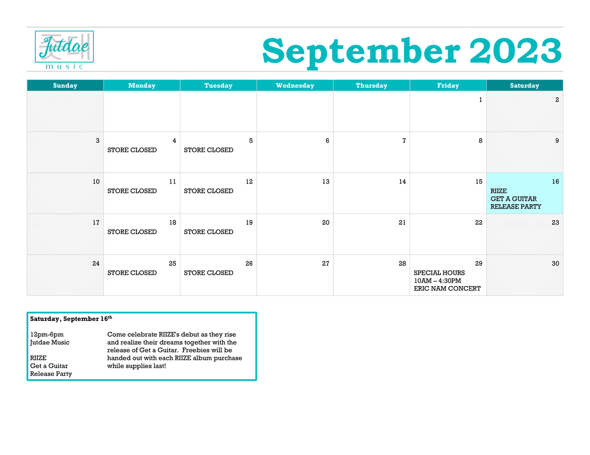 JutdaeMusic's tweet photo. September calendar is here! Check out more details at https://t.co/zqOkHCWght
#jutdae #jutdaemusic #kpopclt #kpopcharlotte #charlottekpop #cltkpop #nckpop #kpopnc #kpopstore #kpopsmallbusiness #kpop #kpopalbum https://t.co/19AxgX924m