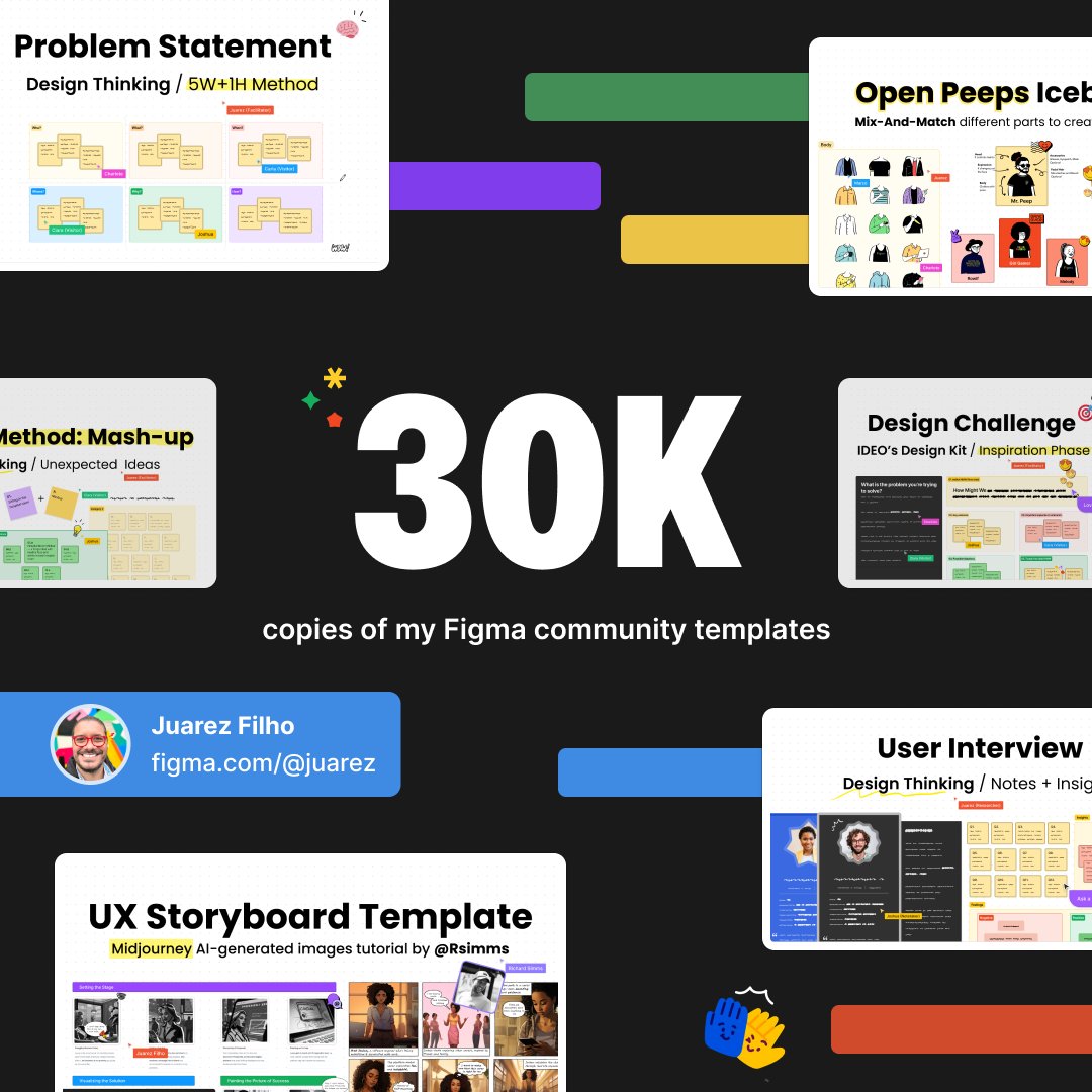 Yay! I am thrilled to share that my <a href="/figma/">Figma</a> community templates have been used over 30,000 times! 🤩

Thank you once again for your support! I am eager to continue creating templates that will aid designers, creators, and teams in achieving success.

figma.com/@juarez 🚀