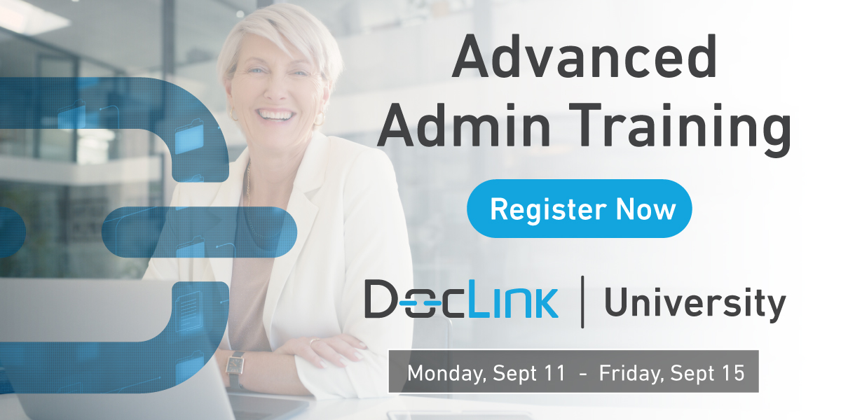 DocLinkbyBAI's tweet photo. Take your DocLink skills to the next level with #DocLink University's Advanced Admin Training (AAT) class! Our instructors will teach you how to create new processes, build new workflows, and more. Register for our September 11-15 session now: https://t.co/Zvicpd7Wew https://t.co/66ozjVSo6C