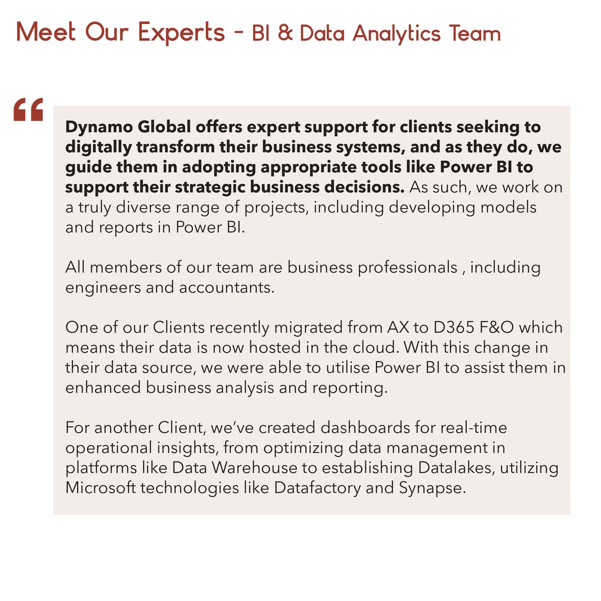 dynamo_global's tweet photo. Introducing Mariana Quagliotti, our BI &amp; Data Analytics Leader. Her team excels in crafting and implementing tailored solutions for enterprise data models, prioritizing scalability, performance, data security, and governance. 📉
▶️More stories here: https://t.co/ol2tkkHxcQ https://t.co/yyru1puP5A