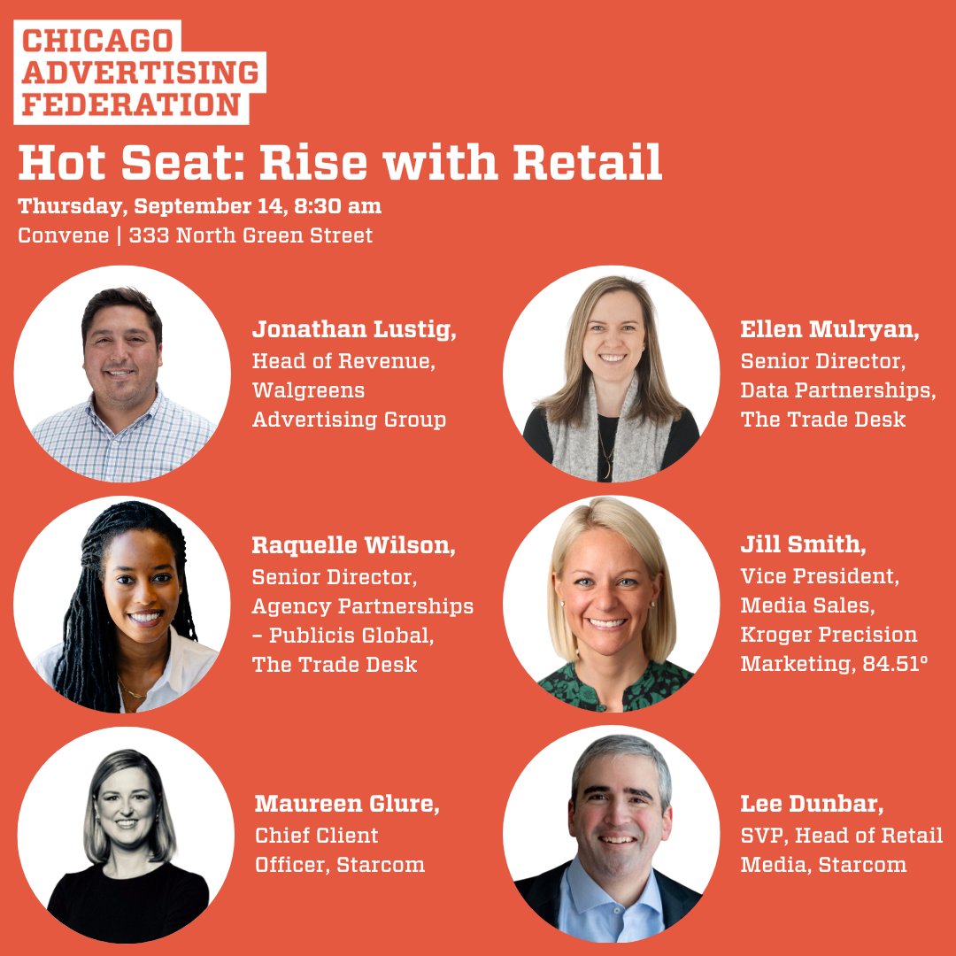🔜 We are just 2 weeks away from our next Hot Seat: Rise with Retail! We have an amazing program lined up for you: a moderated panel, Q&amp;A, AND a fireside chat! Come ready to learn and ask questions. Tickets and details are available here:
chicagoadfed.org/event/hot-seat…
