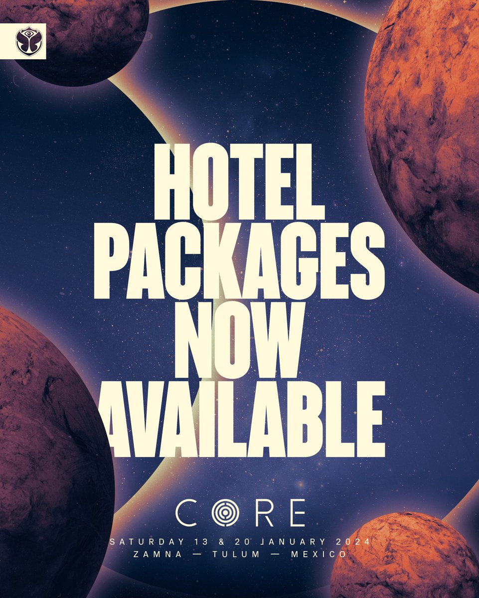 Hotel Packages for 'Tomorrowland presents: CORE Tulum' are now available. All info: tomorrow.land/CORE_Tulum