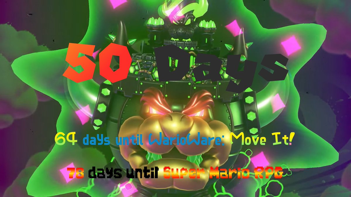 BowserCountdown's tweet photo. It is currently 50 days until Super Mario Bros. Wonder comes out, 64 days until WarioWare: Move It!, and 78 days until Super Mario RPG.

So? How was the Direct?

#SuperMarioBrosWonder #SMBWonder #WarioWareMoveIt #SuperMarioRPG #NintendoSwitch https://t.co/lUf2TlDlJh