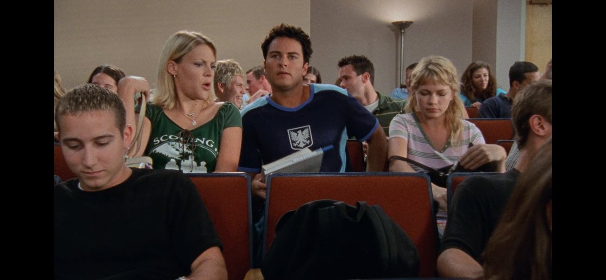 dawsonsweakly's tweet photo. Audrey continues with her ‘not going to go to classes’ storyline in S6, E3 by, er, going to Jack and Jen’s classes. Also we may have a DC teacher with boundaries (heavy emphasis on ‘MAY’) #DawsonsCreek #podcast https://t.co/INiM5iMXE4