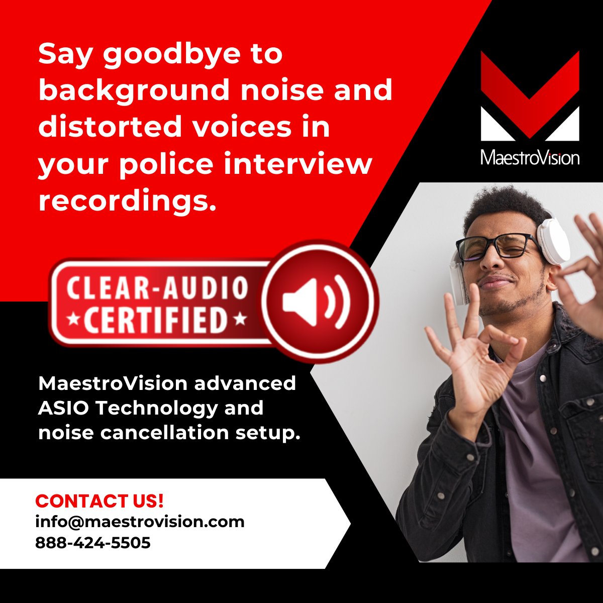 MaestroVisionMV's tweet image. Say goodbye to background noise and distorted voices in your police interview recordings.
maestrovision.com/2022/07/15/mae…
#PoliceInterview #interviewrecording #backgroundnoise
