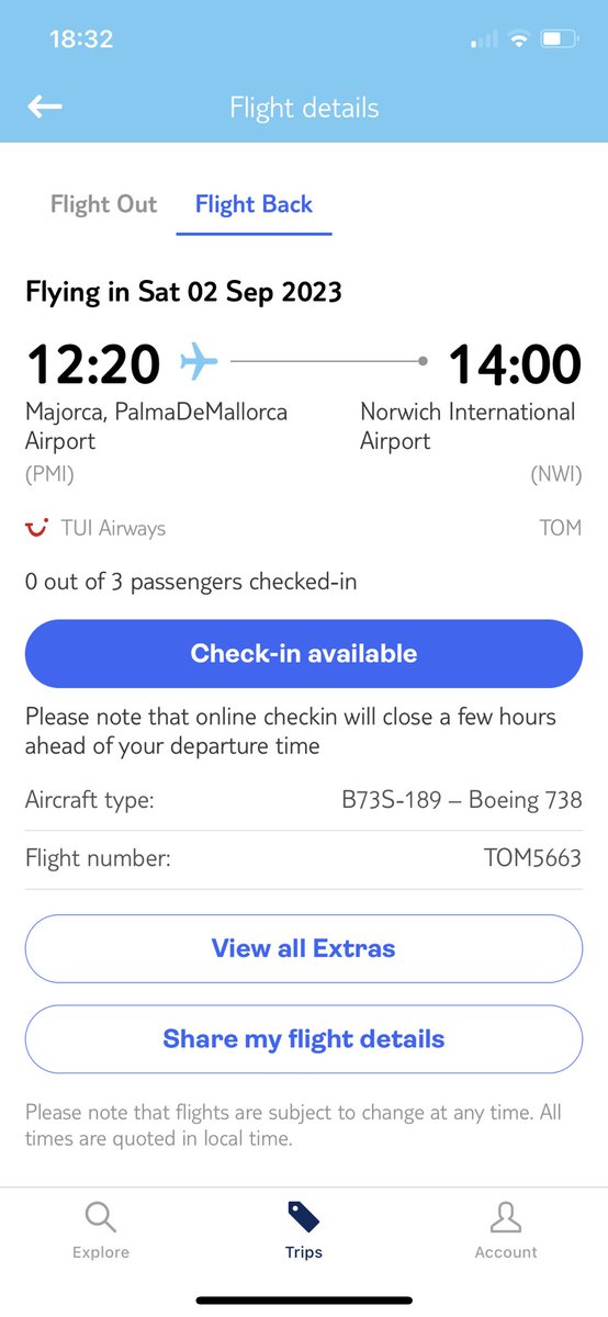 ronny_tabs's tweet photo. Hi ⁦@TUIUK⁩ Your app tells me I can check in for our return flight on Saturday, but the next page has no check in option? What do I do?? https://t.co/9iOr0dKAzN