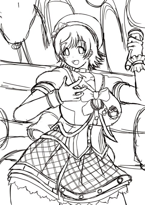 ポジパちゃんみおのラフ絵
やっぱこの衣装好き・・・ 