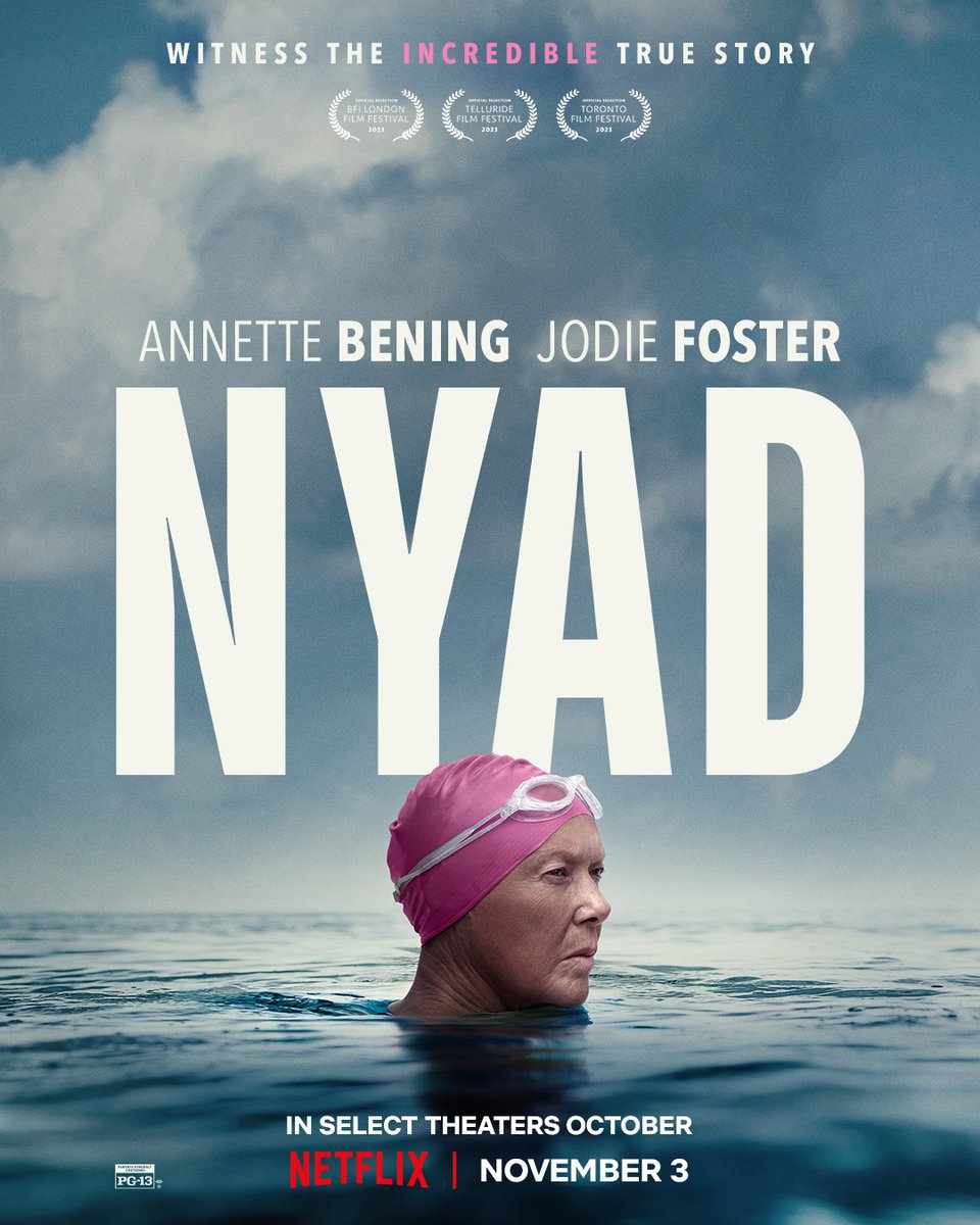 nyadmovie's tweet photo. At the age of 60, with the help of her best friend and coach, Diana Nyad commits to achieving her life-long dream of a 110-mile open ocean swim from Cuba to Florida.
NYAD, starring Annette Bening, Jodie Foster, and Rhys Ifans, is in select theaters October 20 and on Netflix November 3.