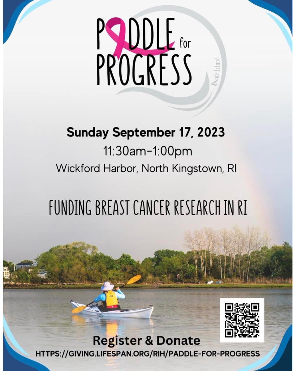 Looking forward to the inaugural #Paddle4Progess here in beautiful Rhode Island! Hope to see you there. 

🛶 giving.lifespan.org/RIH/paddle-for…