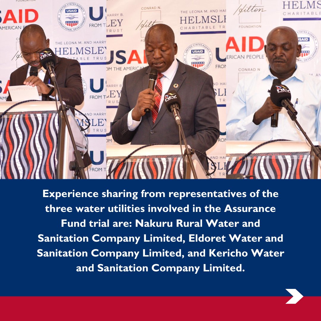 Aquaya's tweet photo. #Highlights from the #AssuranceFundLaunchKenya as the #REALWater team convenes stakeholders from the national and county government and rural water utilities in Naivasha to mark the beginning of the Assurance Fund model trial in #Kericho, #Nakuru and #UasinGishu counties. https://t.co/2zvIt1fBiz