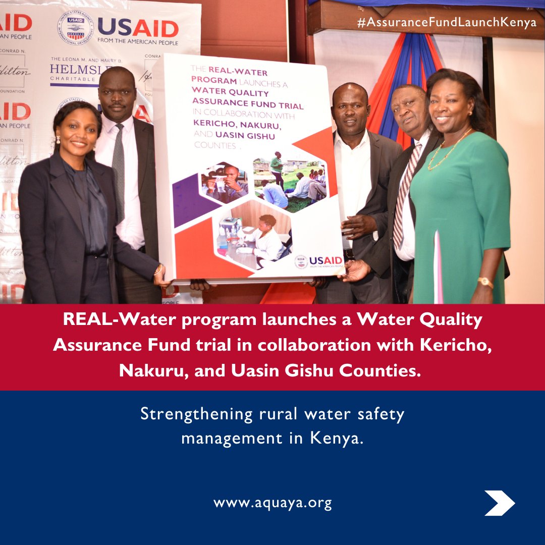 Aquaya's tweet photo. #Highlights from the #AssuranceFundLaunchKenya as the #REALWater team convenes stakeholders from the national and county government and rural water utilities in Naivasha to mark the beginning of the Assurance Fund model trial in #Kericho, #Nakuru and #UasinGishu counties. https://t.co/2zvIt1fBiz