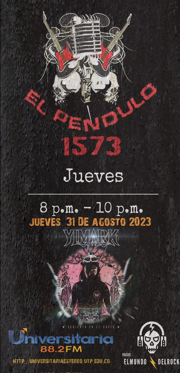 YimarkGonzalez's tweet photo. Gratitud a los medios qué se unen a éste lanzamiento #sedientaenelvacio maravilloso apoyo, esta noche 8PM desde el eje cafetero llega una charla linda al lado de @ELPENDULOMETAL  #universitaria Radio @elmundodelrock los esperamos!!

#yimark  #singlemusic #sedientayimark🇨🇴 https://t.co/FK72WIabjZ