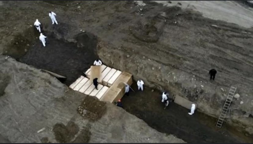 thejackhopkins's tweet photo. We need to remember these images. The mass graves that were being dug during the peak of COVID. 

See, Donald Trump just posted a video, where he said “To every COVID tyrant who wants to take away our freedom-hear these words: WE WILL NOT COMPLY. So, don’t even think about it.”

Punish Donald, and EVERY other republican at the voting booth. Punish them. Punish them. Punish them. 

We had lockdowns because of Donald Trump’s ignorance and incompetency. “It’s like the flu. In a couple weeks it will just vanish.”