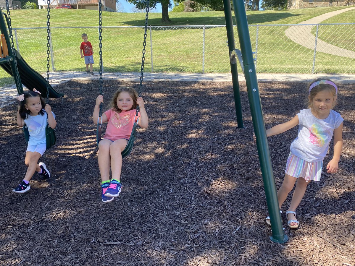 Preschool is enjoying their new swing set!