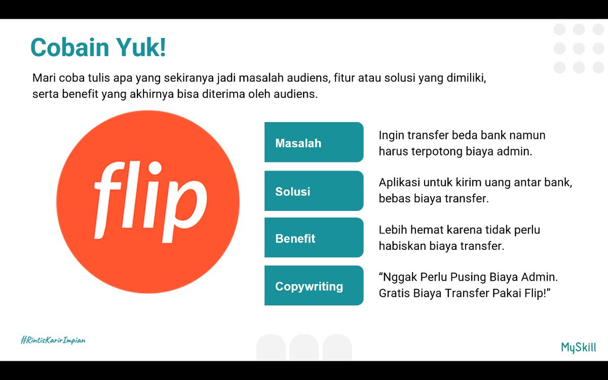 dimassdimss's tweet photo. Seru banget belajar creative copywriting di @myskill_id 
#learnatmyskill
#rintiskaririmpian
#belajarseru
#biarmikir

Lanjut https://t.co/sgWQANKGV1