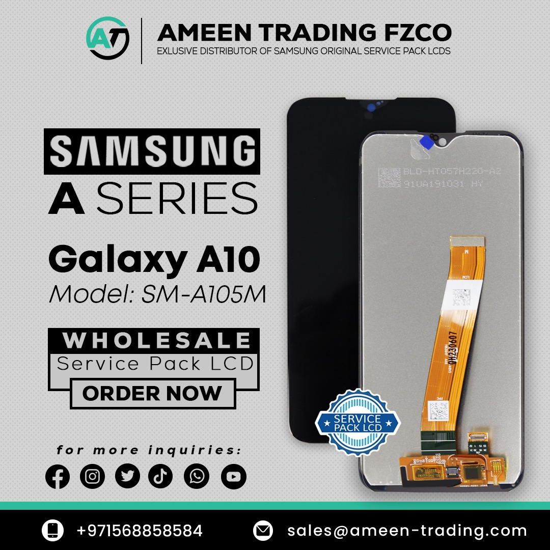 Ameen_Trading's tweet image. "📱 Elevate your tech game with Samsung Galaxy A10, SM-A105M! Now offering wholesale LCDs through Ameen Trading. Enhance your offerings today with our top-quality Samsung Service Pack LCDs. #SamsungGalaxyA10 #WholesaleTech 🌐🔌