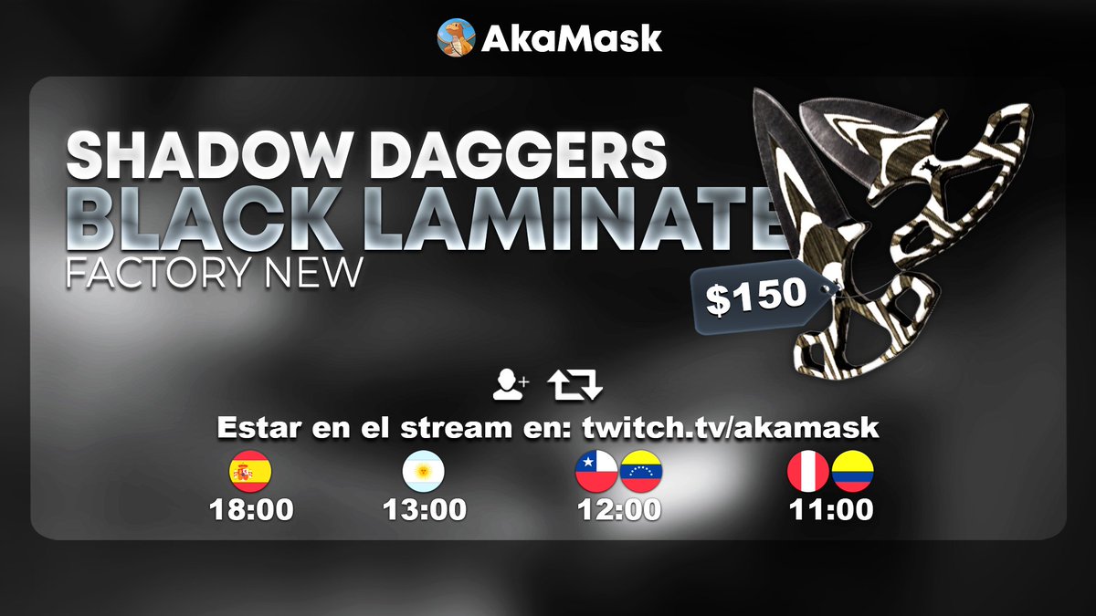 Aka_Maskk's tweet photo. 🎁SORTEO DAGAS BLACK LAMINATE

💰+$150

Requisitos:
✅Follow &amp; RT
✅Estar en el stream el proximo domingo: twtv/akamask

GL❤️ https://t.co/g8G4CvcfqV
