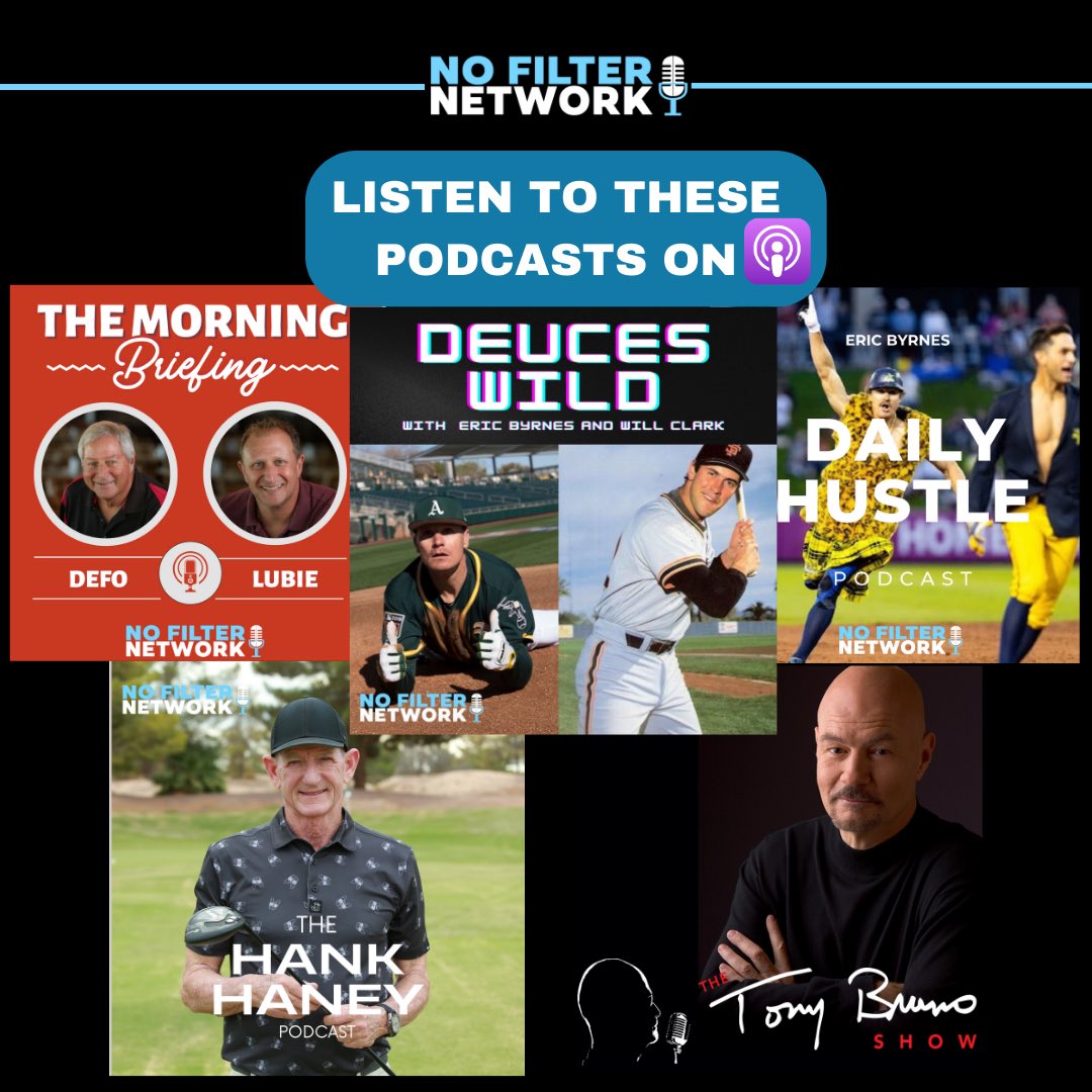 LISTEN to these podcasts ANYTIME on Apple Podcasts ➡️ nofilternet.taplink.ws “Deuces Wild” with @byrnes22 & @WillClark22 “The Morning Briefing” with Defo & Lubie “Daily Hustle” with @byrnes22 “The Hank Haney” Podcast with @HankHaney “Into the Night” with @TonyBrunoNation